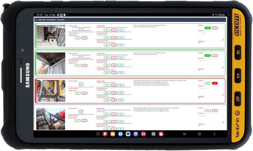 Tablet-Based Inspection - ARCUS mobile interface